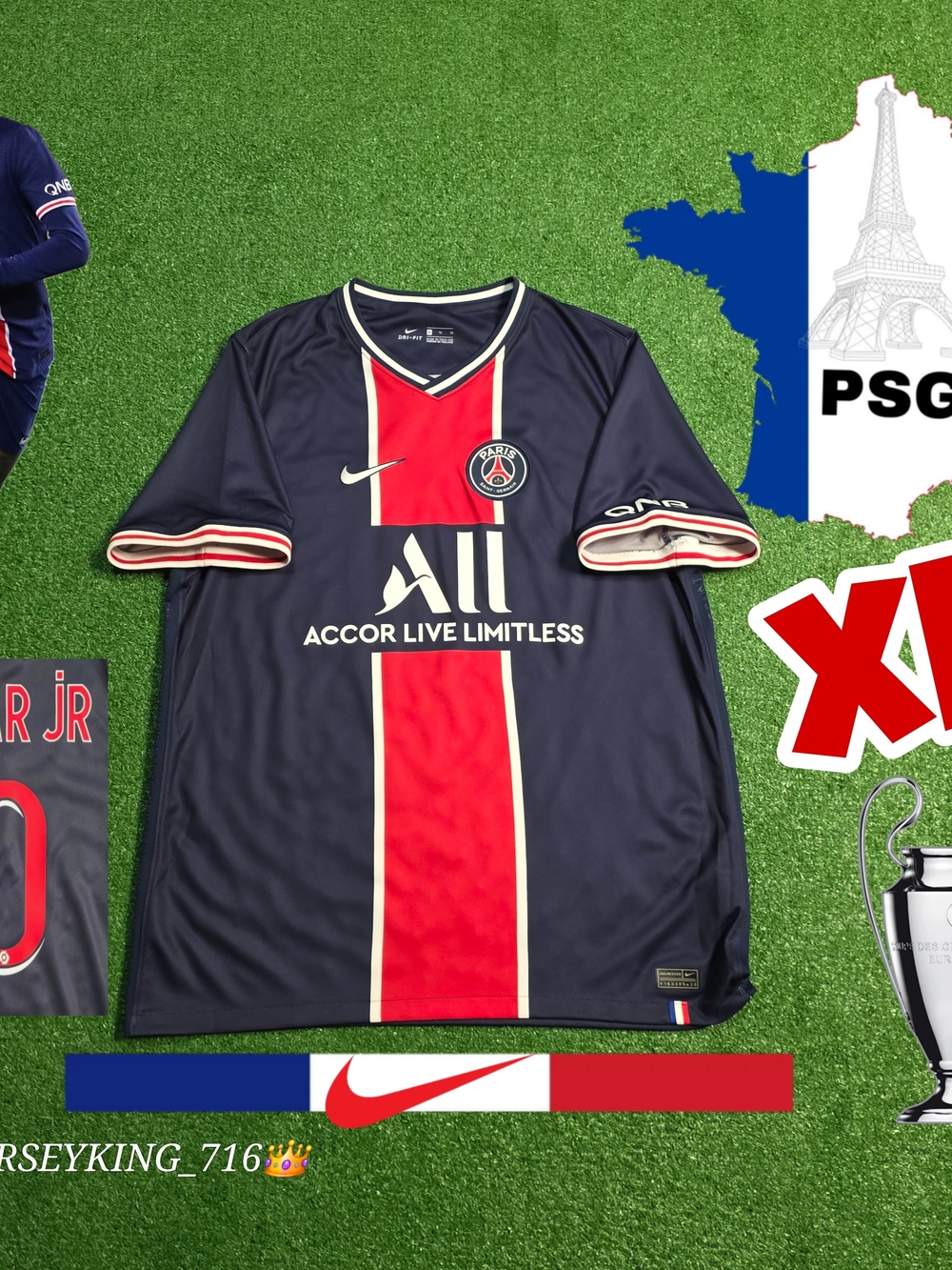 Nike PSG Neymar Jr #10 2020/2021 Home Jersey 50th Anniversary Mens XL Paris St.